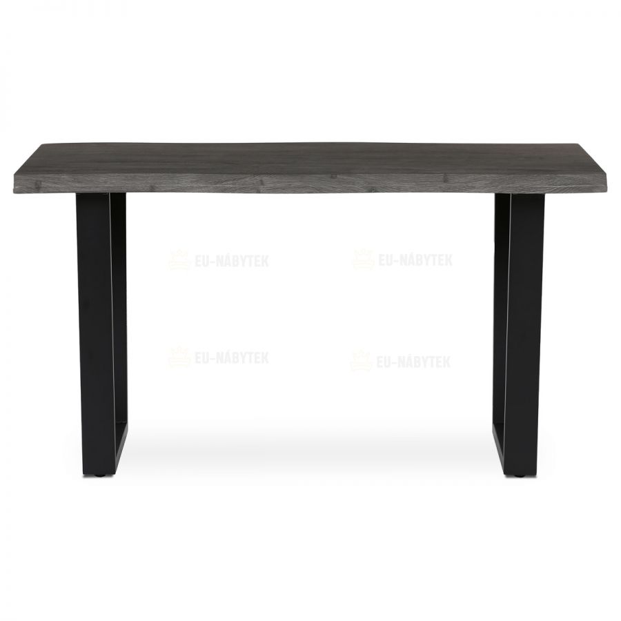Stůl jídelní, 140x80x75 cm, MDF deska, dekor šedý dub, kovová nohy ve tvaru U, černý matný lak