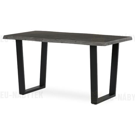 Stůl jídelní, 140x80x75 cm, MDF deska, dekor šedý dub, kovová nohy ve tvaru U, černý matný lak