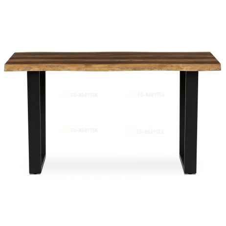Stůl jídelní, 140x80x75 cm, MDF deska, dekor staré dřevo, kovová nohy ve tvaru U, černý matný lak