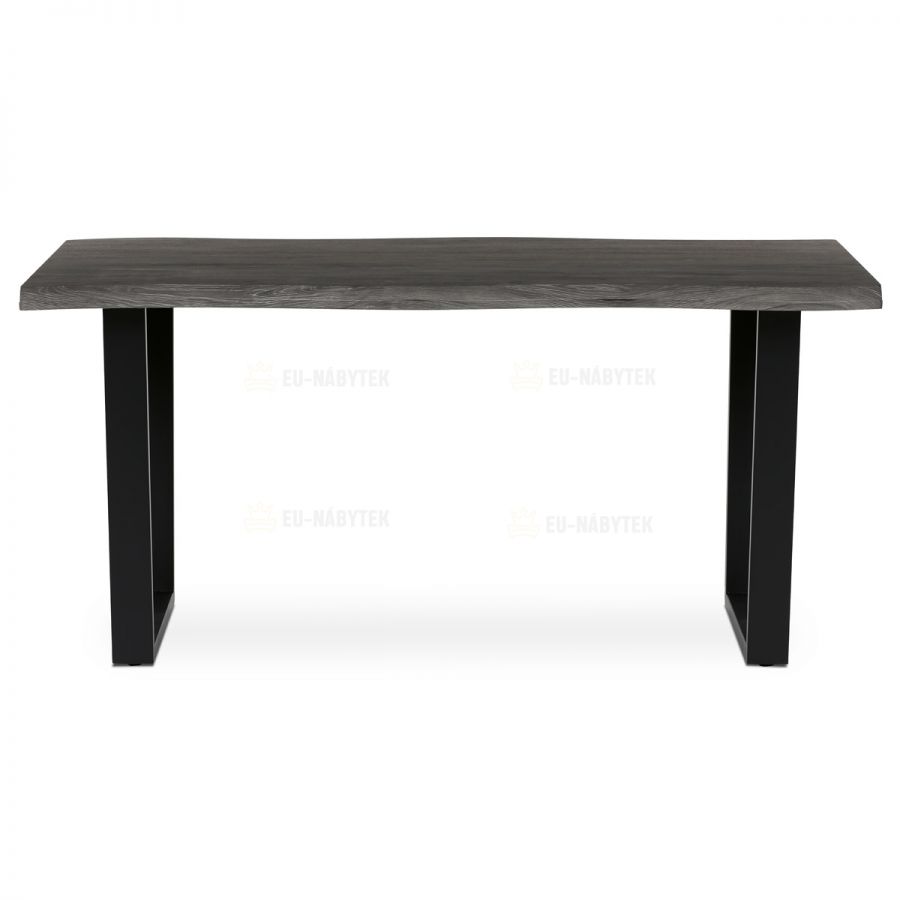 Stůl jídelní, 160x90x75 cm, MDF deska, dekor šedý dub, kovová nohy ve tvaru U, černý matný lak