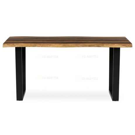 Stůl jídelní, 160x90x75 cm, MDF deska, dekor staré dřevo, kovová nohy ve tvaru U, černý matný lak