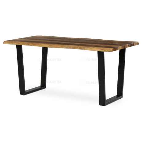 Stůl jídelní, 160x90x75 cm, MDF deska, dekor staré dřevo, kovová nohy ve tvaru U, černý matný lak