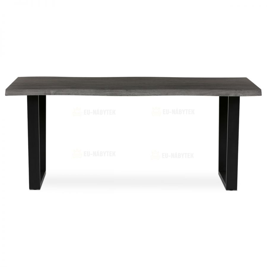 Stůl jídelní, 180x90x75 cm, MDF deska, dekor šedý dub, kovová nohy ve tvaru U, černý matný lak