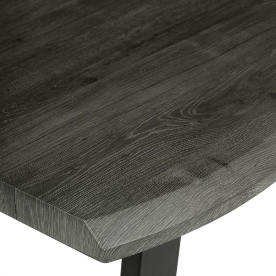 Stůl jídelní, 180x90x75 cm, MDF deska, dekor šedý dub, kovová nohy ve tvaru U, černý matný lak
