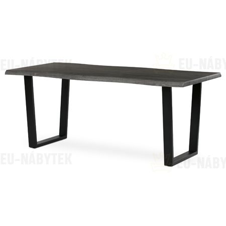 Stůl jídelní, 180x90x75 cm, MDF deska, dekor šedý dub, kovová nohy ve tvaru U, černý matný lak