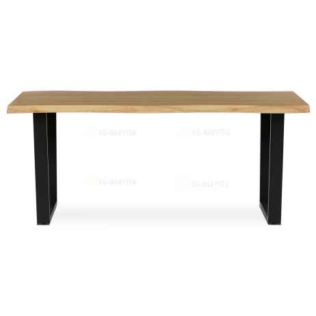 Stůl jídelní, 180x90x75 cm, MDF deska, dekor divoký dub, kovová nohy ve tvaru U, černý matný lak