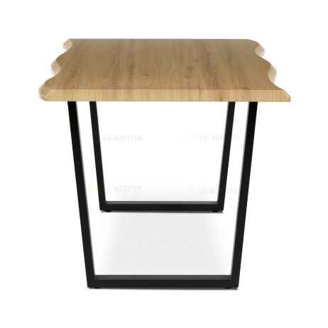 Stůl jídelní, 180x90x75 cm, MDF deska, dekor divoký dub, kovová nohy ve tvaru U, černý matný lak