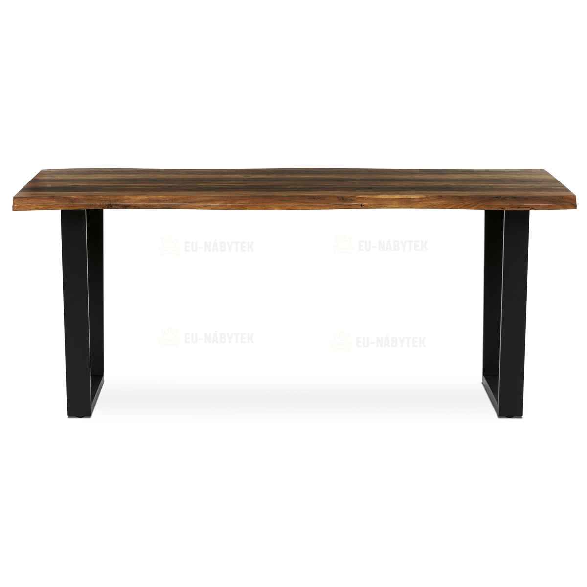 Stůl jídelní, 180x90x75 cm, MDF deska, dekor staré dřevo, kovová nohy ve tvaru U, černý matný lak