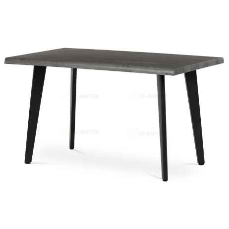 Stůl jídelní, 130x80x75 cm, MDF deska, dekor šedý dub, kov, černý lak
