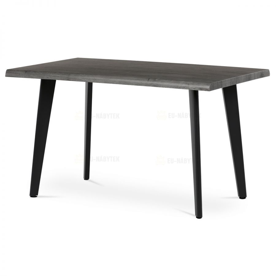 Stůl jídelní, 130x80x75 cm, MDF deska, dekor šedý dub, kov, černý lak