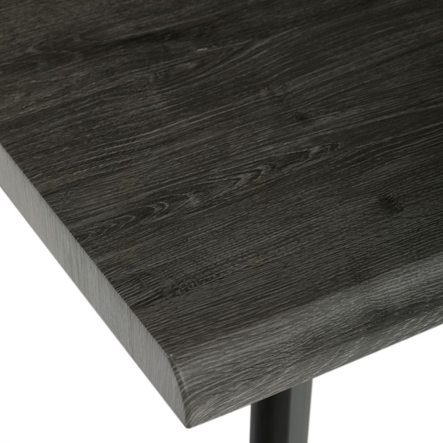 Stůl jídelní, 130x80x75 cm, MDF deska, dekor šedý dub, kov, černý lak