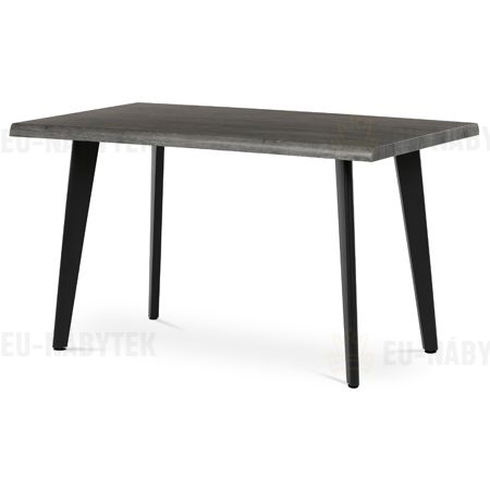 Stůl jídelní, 130x80x75 cm, MDF deska, dekor šedý dub, kov, černý lak