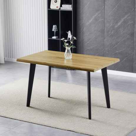 Stůl jídelní, 130x80x75 cm, MDF deska, dekor divoký dub, kov, černý lak