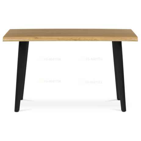 Stůl jídelní, 130x80x75 cm, MDF deska, dekor divoký dub, kov, černý lak