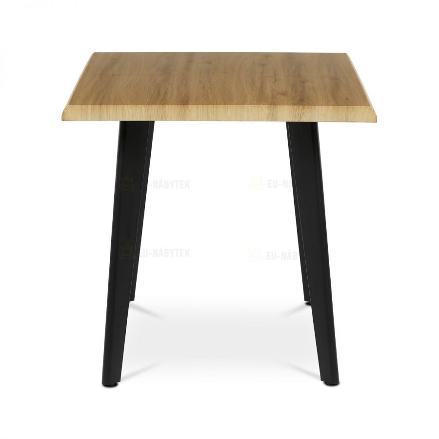 Stůl jídelní, 130x80x75 cm, MDF deska, dekor divoký dub, kov, černý lak