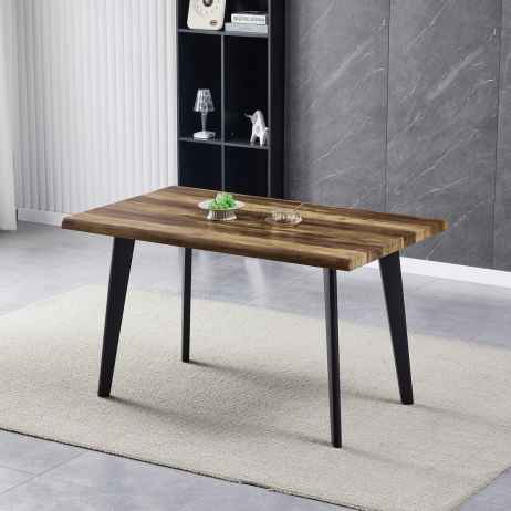 Stůl jídelní, 130x80x75 cm, MDF deska, dekor staré dřevo, kov, černý lak