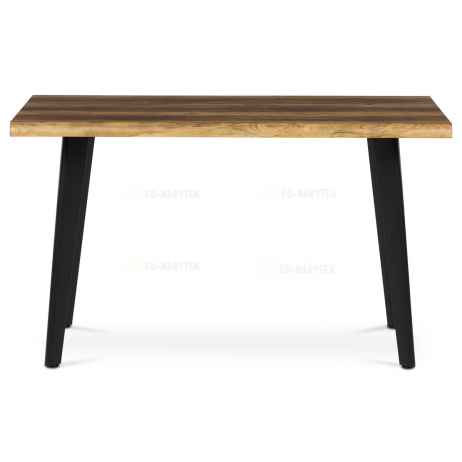 Stůl jídelní, 130x80x75 cm, MDF deska, dekor staré dřevo, kov, černý lak