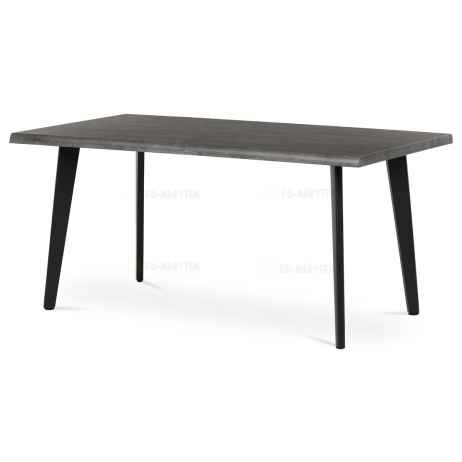Stůl jídelní, 160x90x75 cm, MDF deska, dekor šedý dub, kov, černý lak