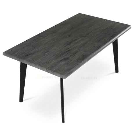 Stůl jídelní, 160x90x75 cm, MDF deska, dekor šedý dub, kov, černý lak