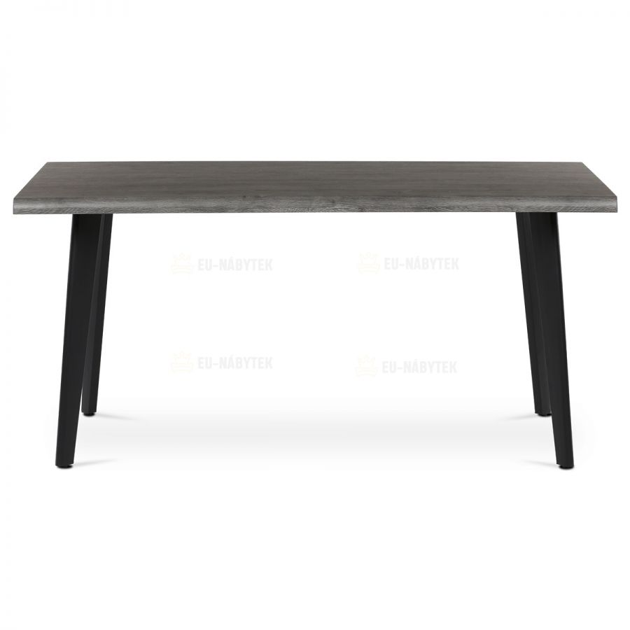 Stůl jídelní, 160x90x75 cm, MDF deska, dekor šedý dub, kov, černý lak