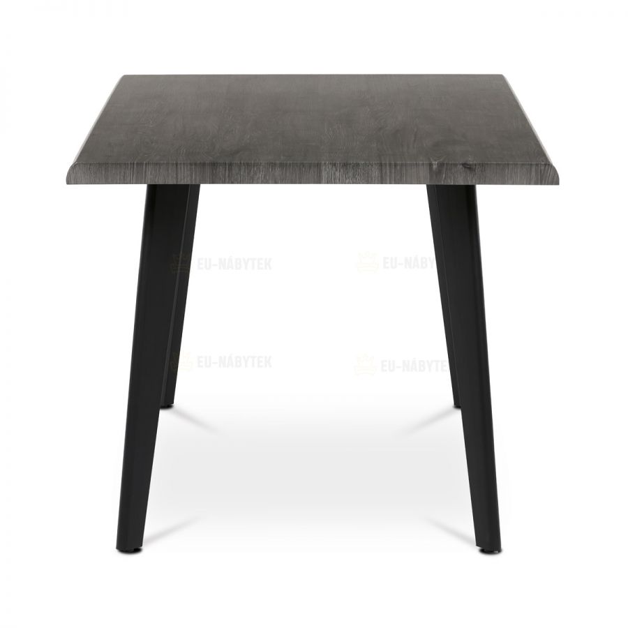 Stůl jídelní, 160x90x75 cm, MDF deska, dekor šedý dub, kov, černý lak