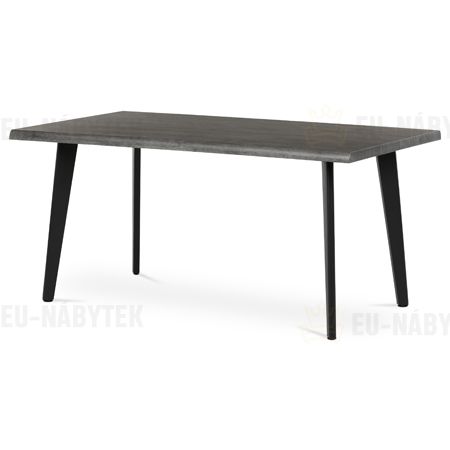 Stůl jídelní, 160x90x75 cm, MDF deska, dekor šedý dub, kov, černý lak