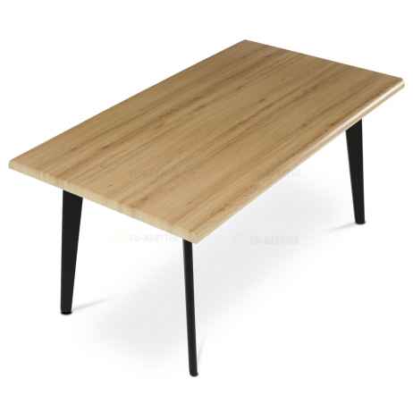 Stůl jídelní, 160x90x75 cm, MDF deska, dekor divoký dub, kov, černý lak