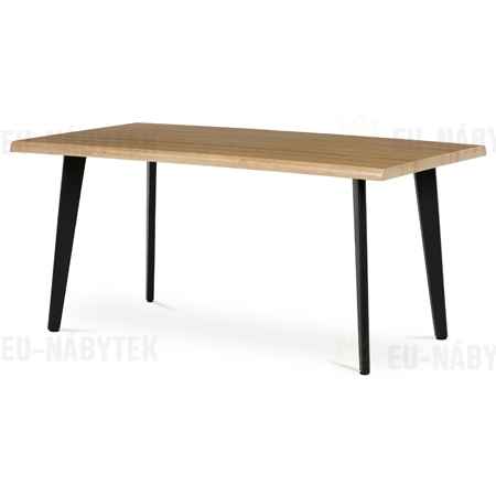 Stůl jídelní, 160x90x75 cm, MDF deska, dekor divoký dub, kov, černý lak