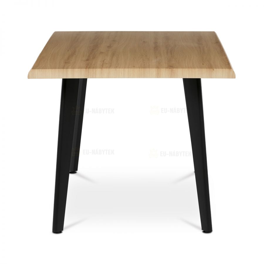 Stůl jídelní, 160x90x75 cm, MDF deska, dekor divoký dub, kov, černý lak