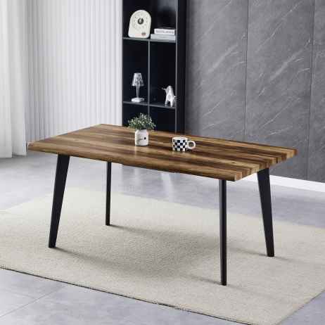 Stůl jídelní, 160x90x75 cm, MDF deska, dekor staré dřevo, kov, černý lak