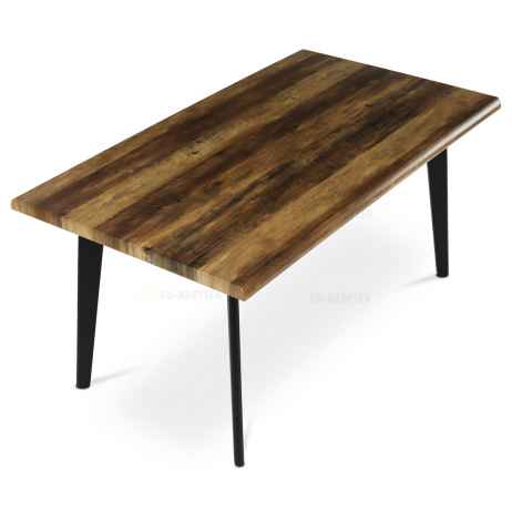 Stůl jídelní, 160x90x75 cm, MDF deska, dekor staré dřevo, kov, černý lak