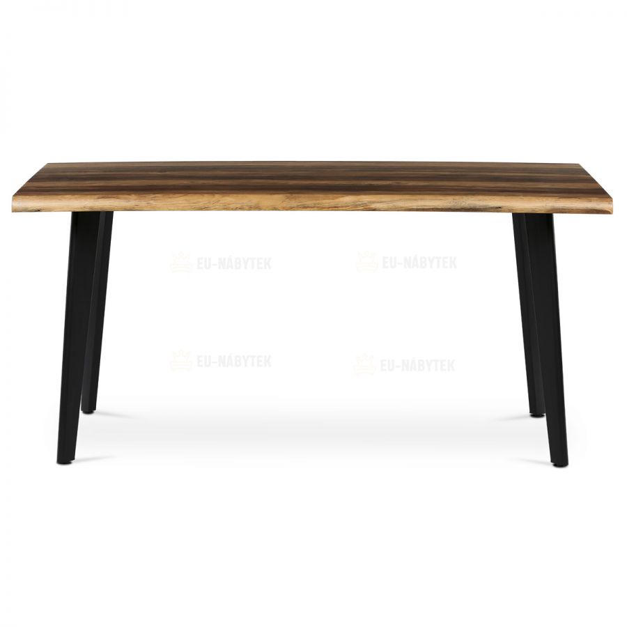 Stůl jídelní, 160x90x75 cm, MDF deska, dekor staré dřevo, kov, černý lak