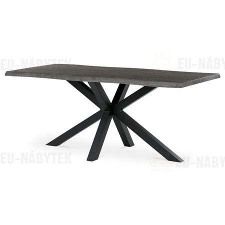 Stůl jídelní, 180x90x75 cm, MDF deska, dekor šedý dub, kovová noha ve tvaru hvězdy, černý lak
