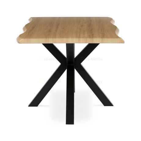 Stůl jídelní, 180x90x75 cm, MDF deska, dekor divoký dub, kovová noha ve tvaru hvězdy, černý lak