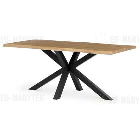 Stůl jídelní, 180x90x75 cm, MDF deska, dekor divoký dub, kovová noha ve tvaru hvězdy, černý lak