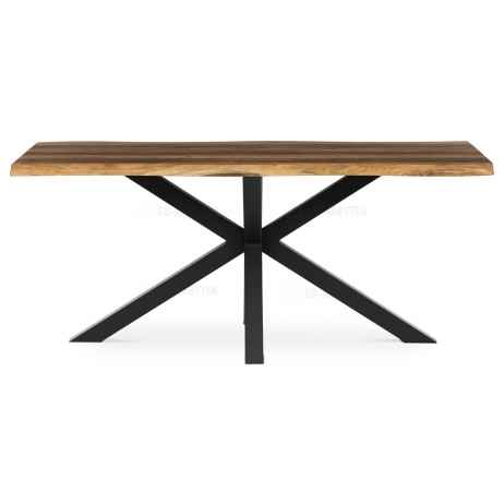 Stůl jídelní, 180x90x75 cm, MDF deska, dekor staré dřevo, kovová noha ve tvaru hvězdy, černý lak