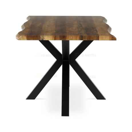 Stůl jídelní, 180x90x75 cm, MDF deska, dekor staré dřevo, kovová noha ve tvaru hvězdy, černý lak