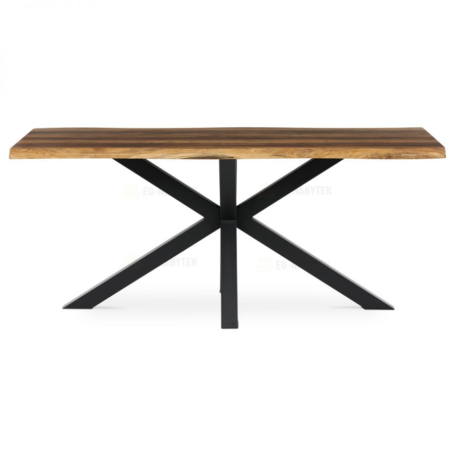 Stůl jídelní, 180x90x75 cm, MDF deska, dekor staré dřevo, kovová noha ve tvaru hvězdy, černý lak