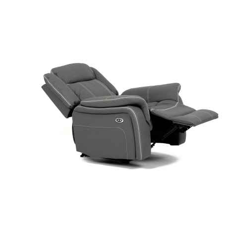 TV a relaxační křeslo s elektrickým ovládáním, potah šedá ekokůže