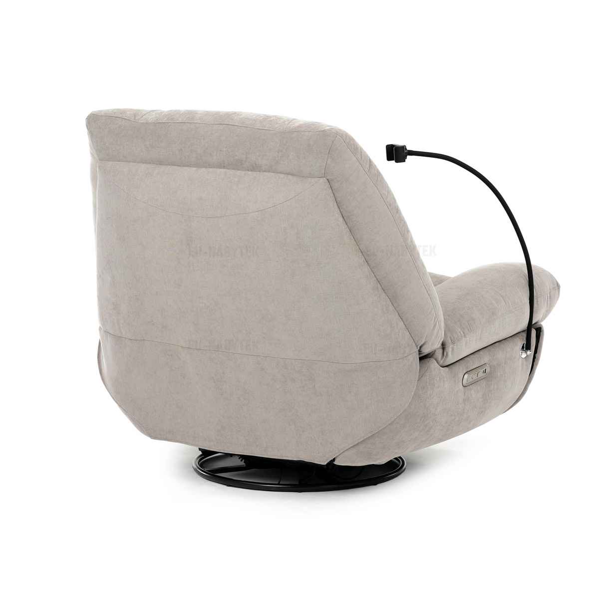 TV křeslo s elektrickým polohováním, držák telefonu, uložný box, zabudované ovládání, USB-A a USB-C, rotace do 240°, hou