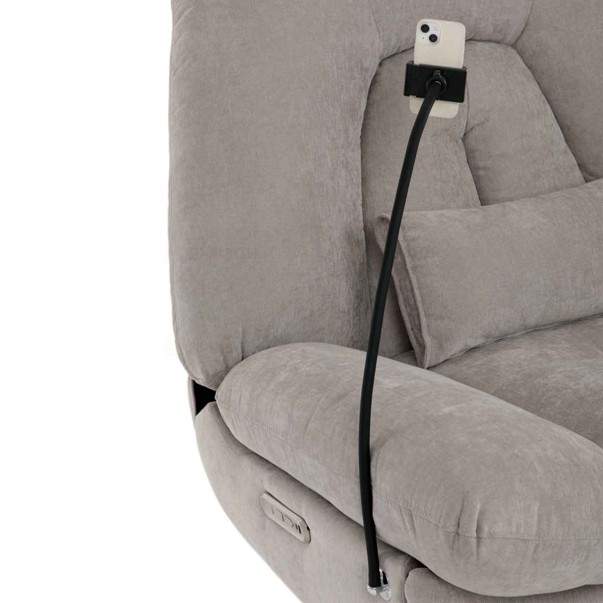 TV křeslo s elektrickým polohováním, držák telefonu, uložný box, zabudované ovládání, USB-A a USB-C, rotace do 240°, hou