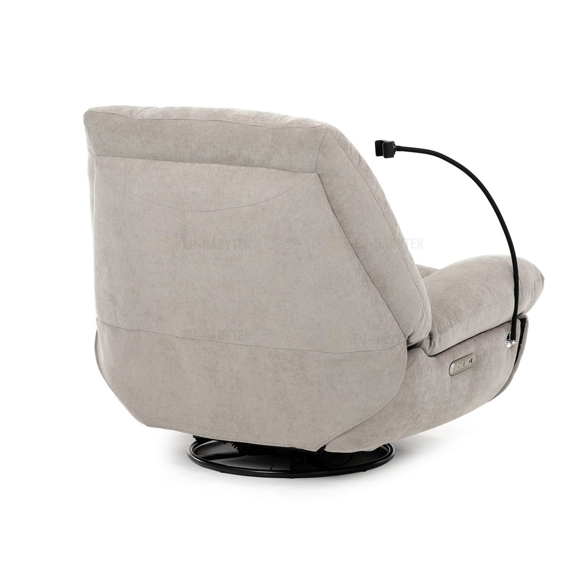 TV křeslo s elektrickým polohováním, držák telefonu, uložný box, zabudované ovládání, USB-A a USB-C, rotace do 240°, hou