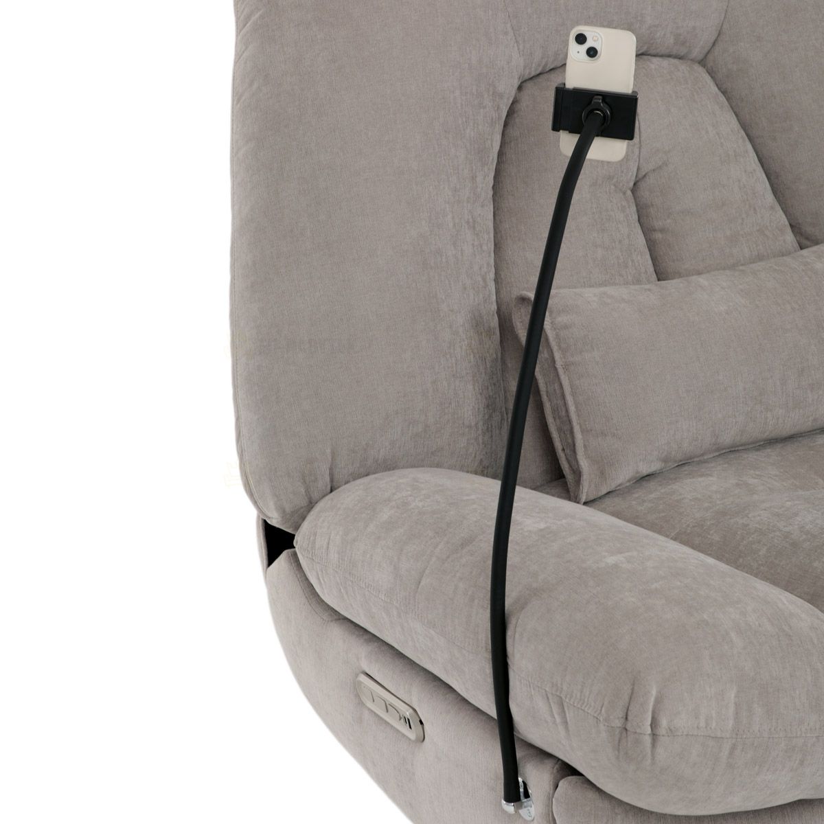 TV křeslo s elektrickým polohováním, držák telefonu, uložný box, zabudované ovládání, USB-A a USB-C, rotace do 240°, hou