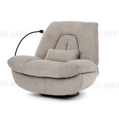 TV křeslo s elektrickým polohováním, držák telefonu, uložný box, zabudované ovládání, USB-A a USB-C, rotace do 240°, hou