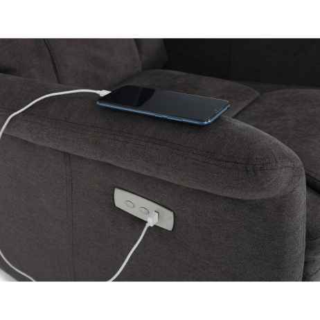 Polohovací křeslo s elektrickým ovládáním, potah hnědá látka