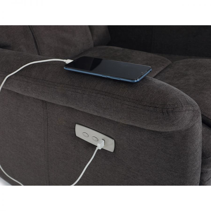 Polohovací křeslo s elektrickým ovládáním, potah hnědá látka