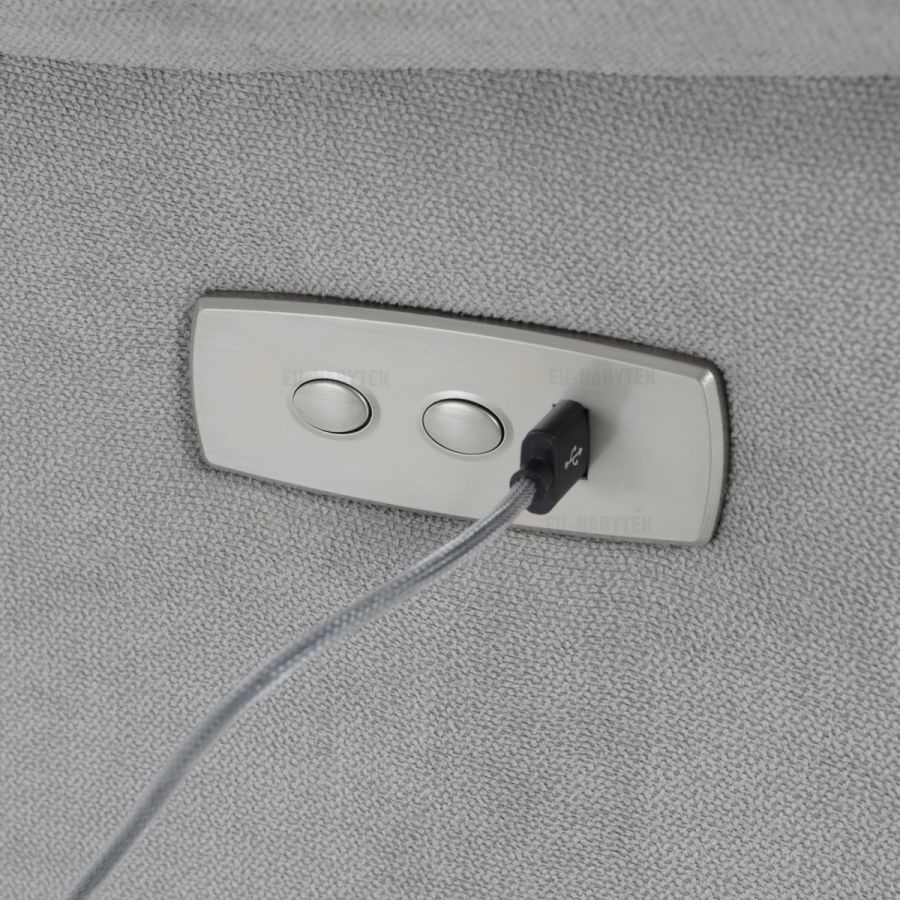 Polohovacíí křeslo s elektrickým ovládáním, potah stříbrná látka