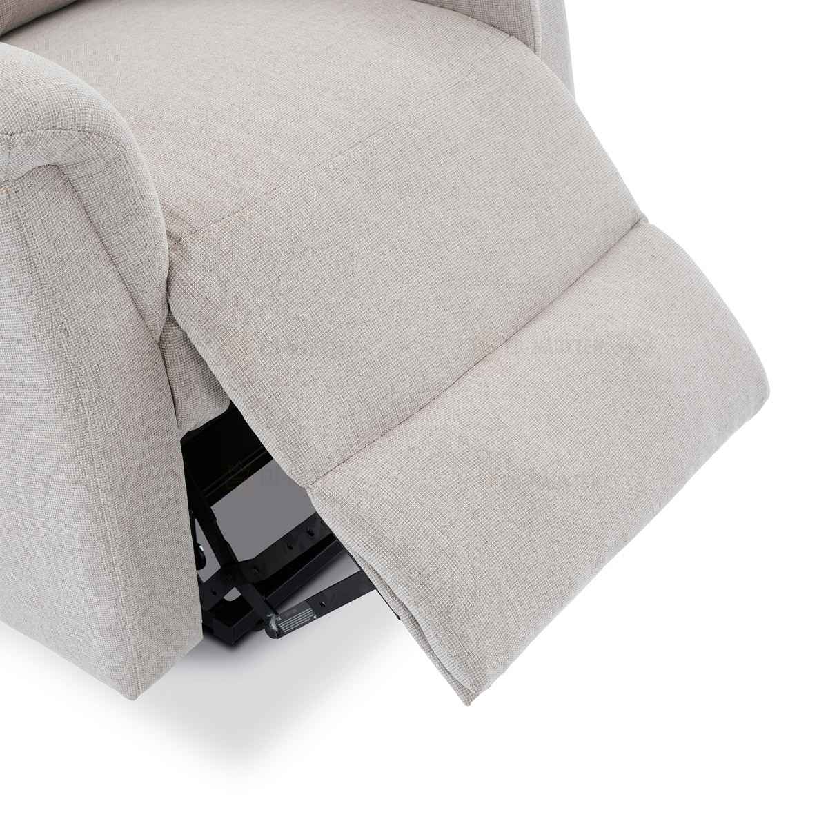 Křeslo polohovací masážní s výhřevem,  8bodová vibrační masáž, zvedací systém, USB, krémová látka