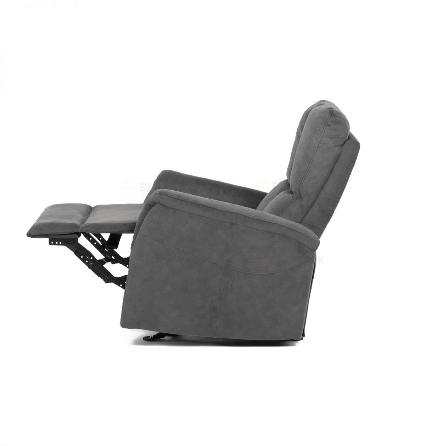 Křeslo polohovací, manuální polohování, šedá látka, houpací mechanismus