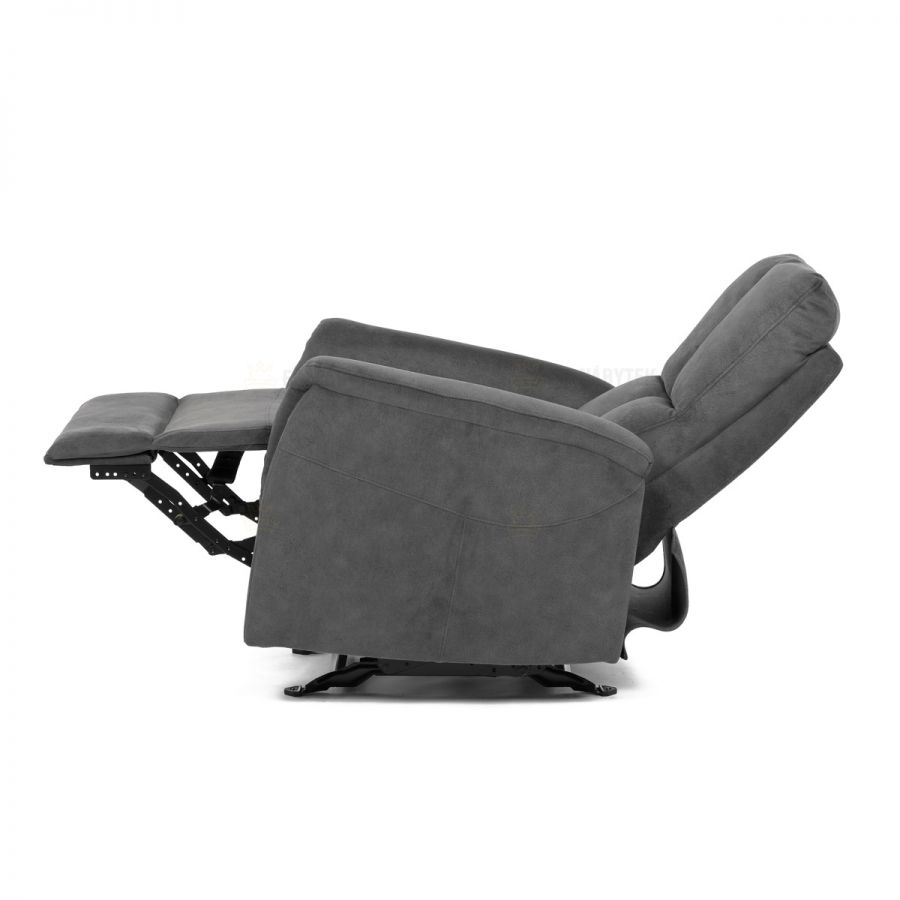 Křeslo polohovací, manuální polohování, šedá látka, houpací mechanismus